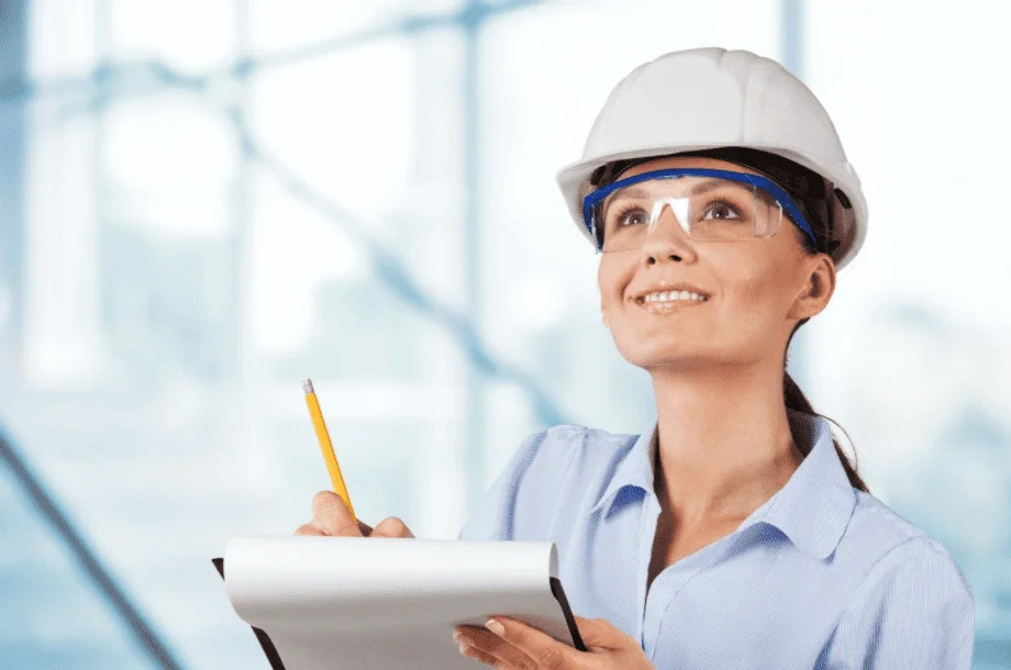 female engineer making assessments